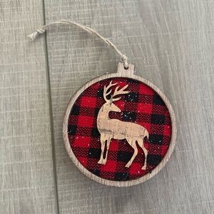 Buffalo Check Deer Silhouette Ornament